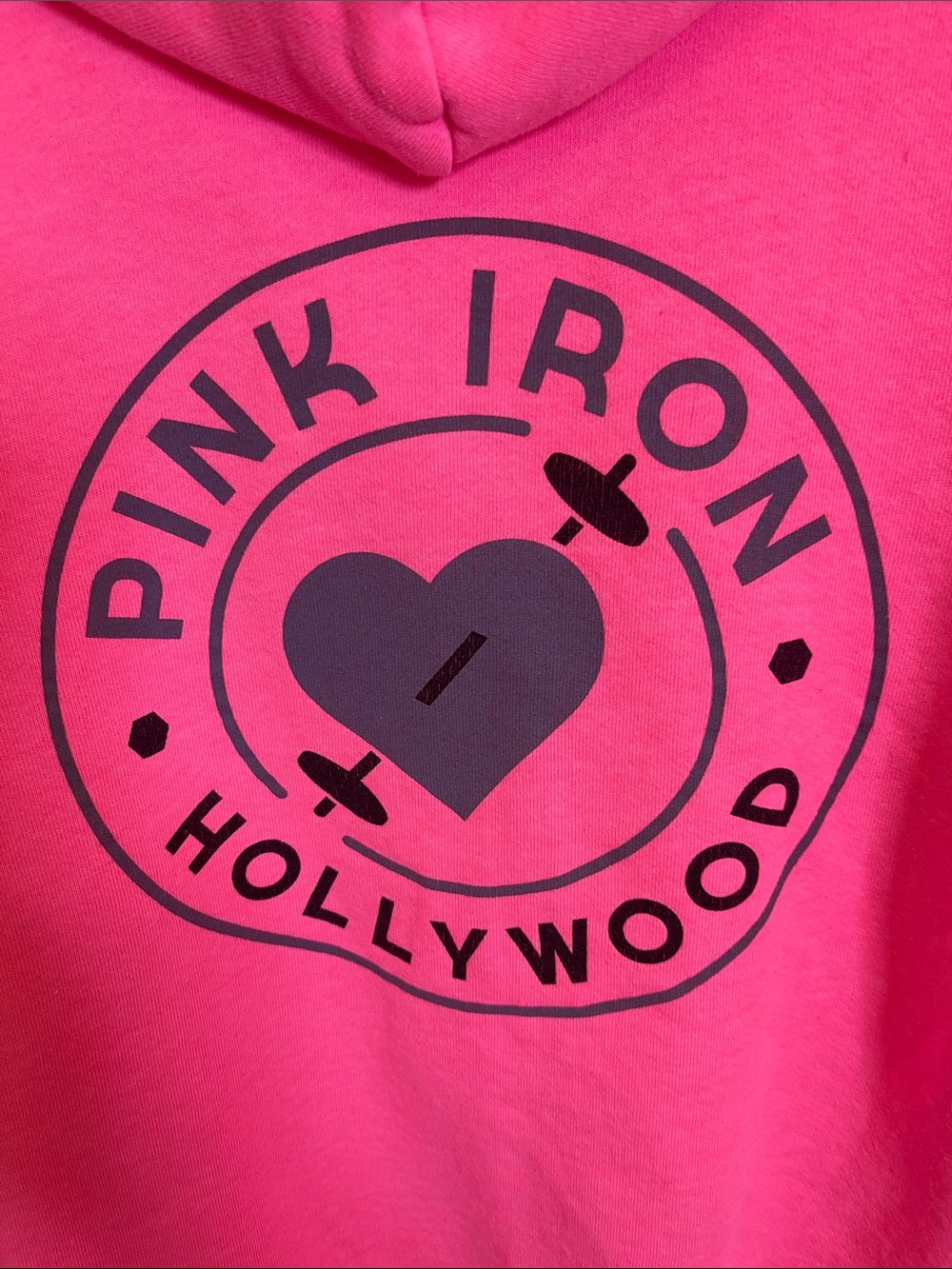 F497 American Apparel   Bright Pink   
Zip Hoodie with Designer Heart Graphic.